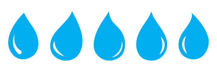 Fototapeta premium Water drop icon set. flat droplet logo shapes collection on white background . vector illustration.