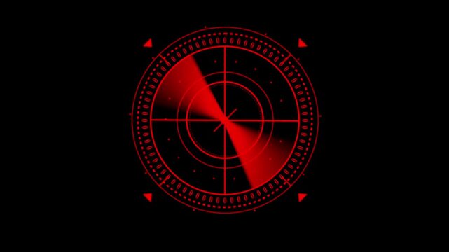 Radar animation on black background. Radar sending signals. Radar points to detect enemy positions, country positions, ship and aircraft positions. Around radar related to technology. 4k video