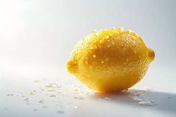 lemon in water and white background
