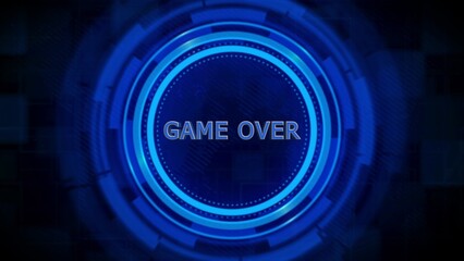 Blue Futuristic Circular Interface Game Over Screen video game gaming
