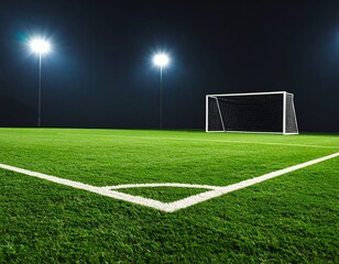 Fototapeta premium Illuminated soccer field at night.