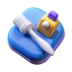 3d rendered cleaning tools isolated on transparent background