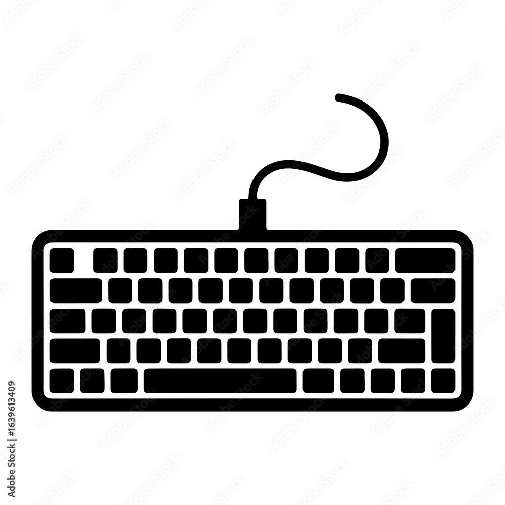 Aufkleber black keyboard with curved cord computer technology