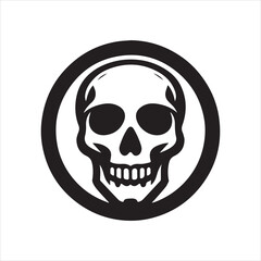 Fototapeta premium Bold Black Skull Icon Centered Within a Circular Frame Death Symbol.