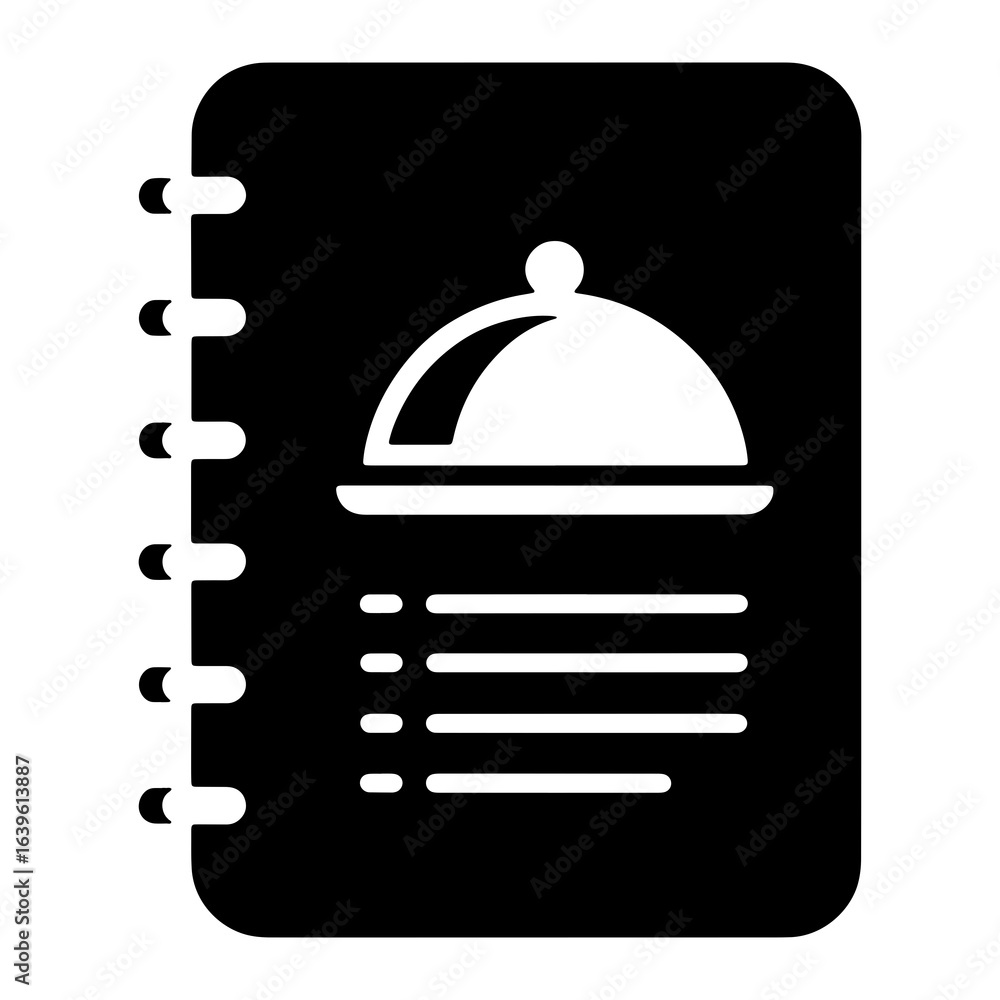 Poster black notebook with food icon and list vector