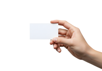Studio shot of a hand holding a blank business card perfect for branding mockups and corporate identity presentations