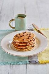 peanut butter and chocolate chip pancakes