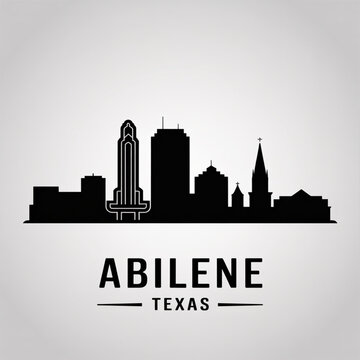 Abilene Skyline Silhouette &mdash; A Historic West Texas City with Prairie Landmarks Vector Illustration