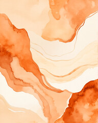 Abstract Watercolor Background in Warm Brown and Beige Tones with Flowing Organic Shapes