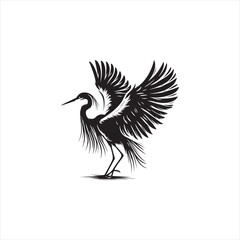 Graceful Egret Silhouette Vector Art – Elegant Wading Bird with Long Neck and Legs, Minimal Black Outline Perfect for Wetland Wildlife Themes, Nature Logos, and Decorative Prints
