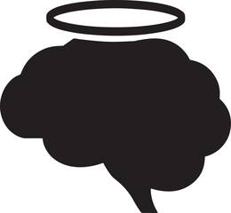 Brain with Halo Intelligence Wisdom Icon Vector Illustration Isolated on White