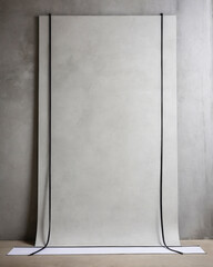 Minimalist Photography Backdrop: Gray Concrete Wall with White Seamless Paper and Black Straps