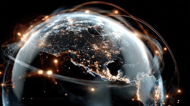 Global Connectivity and Network Illustration: A Depiction of Modern Communication and Technological Interconnection Around the World