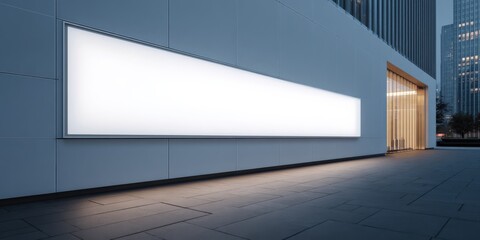 Obraz premium Blank Billboard Mockup on Building Exterior at Dusk for Advertising or Promotional Content