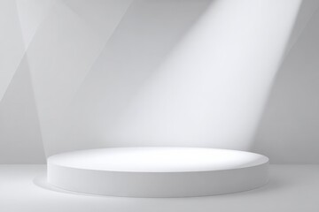 Fototapeta premium Minimalist White Product Display Podium with Clean Lines and Bright Lighting for Showcase