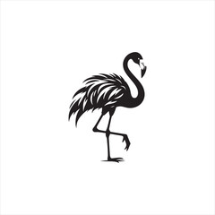 Graceful Flamingo Silhouette Vector Art – Elegant Wading Bird with Long Neck and Legs, Minimal Black Outline Perfect for Tropical Wildlife Themes, Nature Logos, and Decorative Prints
