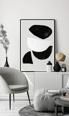 Boho Desert Modernism Abstract Black White Poster Minimalist
