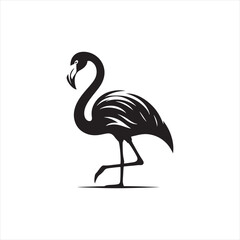 Fototapeta premium Graceful Flamingo Silhouette Vector Art – Elegant Wading Bird with Long Neck and Legs, Minimal Black Outline Perfect for Tropical Wildlife Themes, Nature Logos, and Decorative Prints 
