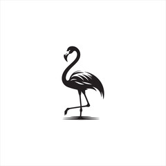 Graceful Flamingo Silhouette Vector Art – Elegant Wading Bird with Long Neck and Legs, Minimal Black Outline Perfect for Tropical Wildlife Themes, Nature Logos, and Decorative Prints
