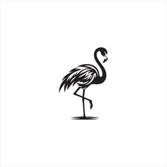 Graceful Flamingo Silhouette Vector Art – Elegant Wading Bird with Long Neck and Legs, Minimal Black Outline Perfect for Tropical Wildlife Themes, Nature Logos, and Decorative Prints
