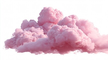 Pink Clouds Isolated on White Background - Aesthetic Cloudscape with Soft Pink Hues