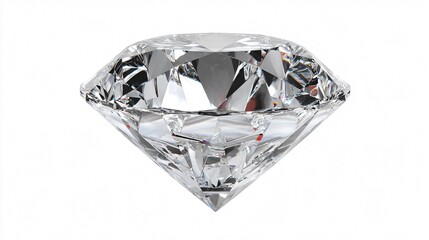 Shiny Polished Diamond Top View on White Background