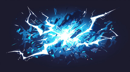 電気エネルギーの爆発、青い閃光のイラスト背景2