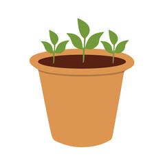 Simple Flat Style Sprout in Pot Illustration Graphic Design Element