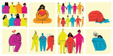 Fototapeta premium Take care of your body, take care of your health and mind. Increase awareness of mental health. Mental Health Awareness Month. Control, Prevention campaign and protection.