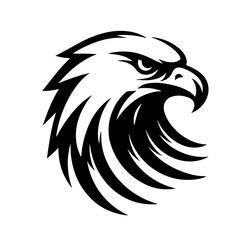 Black and white silhouette vector of on eagle white background  