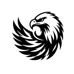 Black and white silhouette vector of on eagle white background  