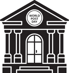 World Post Day Building Icon Promoting Global Communication and Postal Services Vector