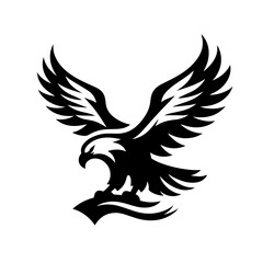 Black and white silhouette vector of on eagle white background  
