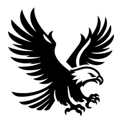 Black and white silhouette vector of on eagle white background  