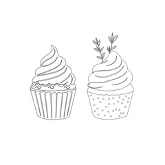 seamless pattern with cupcakes. Cupcake seamless pattern. Set Of cupcake. Cute Cupcakes Seamless Pattern. Vector illustration of cupcakes. Set of cakes.