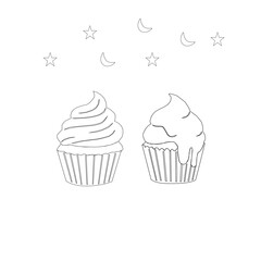seamless pattern with cupcakes. Cupcake seamless pattern. Set Of cupcake. Cute Cupcakes Seamless Pattern. Vector illustration of cupcakes. Set of cakes.