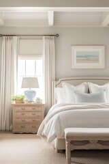 Fototapeta premium Winds Breath Bedroom White Walls Minimalist Serene Interior