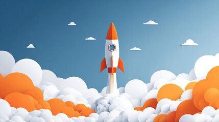 Rocket launch illustration symbolizing business breakthrough and new growth.