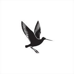 Elegant Godwit Silhouette Vector Art – Long-Legged Shorebird with Straight Beak, Minimal Black Outline Perfect for Coastal Wildlife Themes, Nature Logos, Wetland Illustrations, and Decorative Prints

