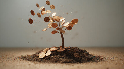 Time-lapse of seed growing into a money tree in business context.