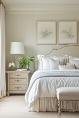 Fototapeta premium Winds Breath Bedroom White Walls Minimalist Serene Interior