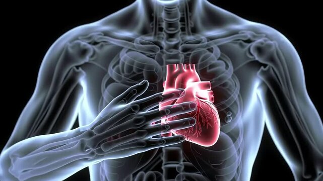 Fast heartbeat medical illustration, concept of tachycardia and rapid heart rate in human cardiovascular system