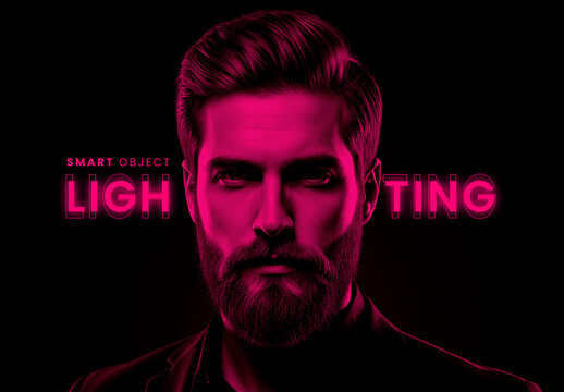 Neon Lighting Photo Effect Mockup