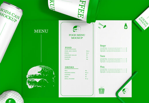 Food Menu Card Mockup Template