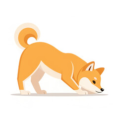A playful illustration of a Shiba Inu dog in a curious pose.