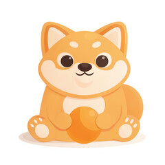 Obraz premium Cute cartoon dog character sitting with a ball, featuring a friendly expression and bright colors.