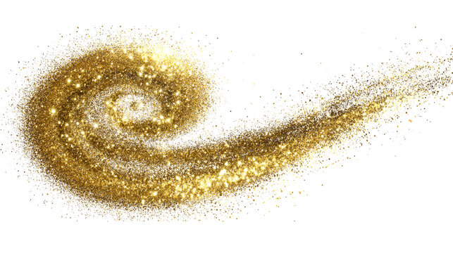 Gold glitter explosion swirl with sparkles on transparent background PNG file