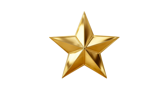 Polished Golden Star Shape with Reflective Surfaces and Sharp Edges