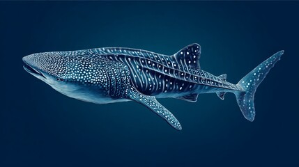 Obraz premium Majestic Whale Shark Swimming on Isolated Background
