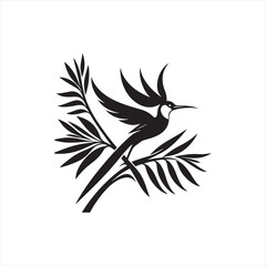 Majestic Greater Bird-of-Paradise Silhouette Vector Art – Exotic Tropical Bird with Flowing Tail Plumes, Minimal Black Outline Perfect for Wildlife Themes, Nature Logos, and Decorative Ornamental Prin